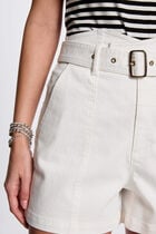 Belted denim shorts white women