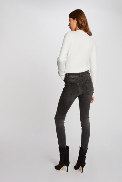 Fluffy knit long-sleeved jumper ecru ladies'