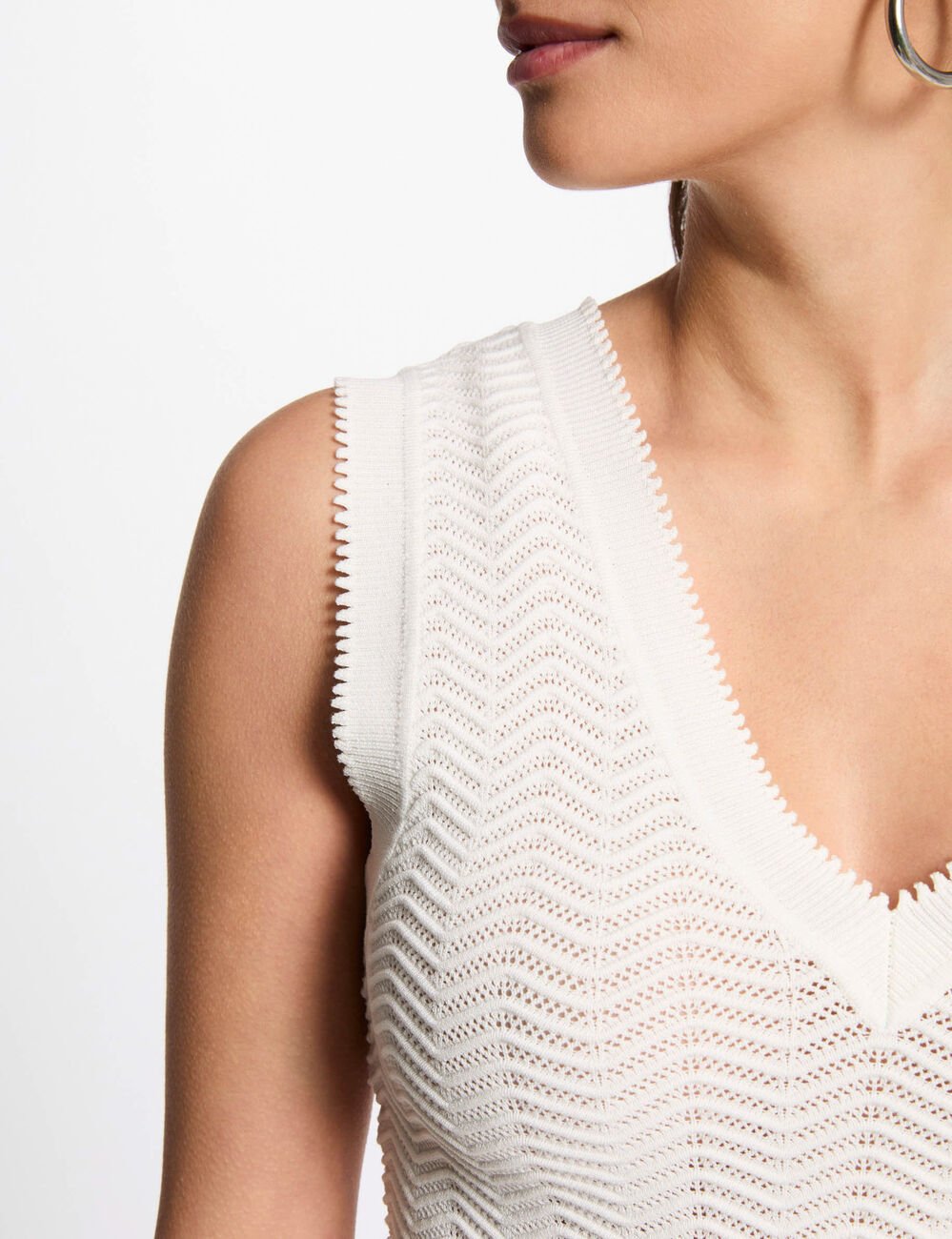 Sleeveless knitted vest top white women