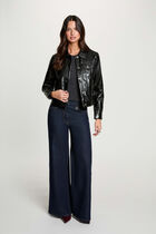Padded faux leather jacket black women