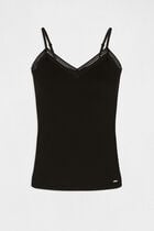 Vest top thin straps with lace strips black women