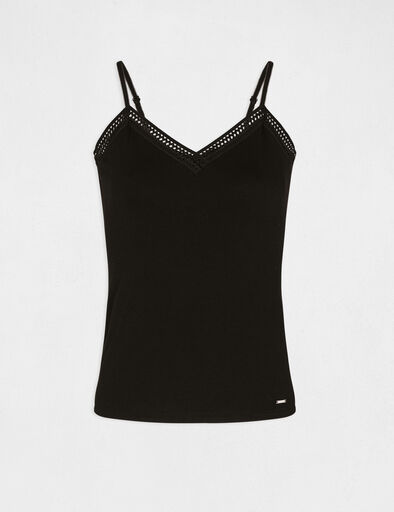 vest top thin straps with lace strips black women Vest top thin straps with lace strips black women
