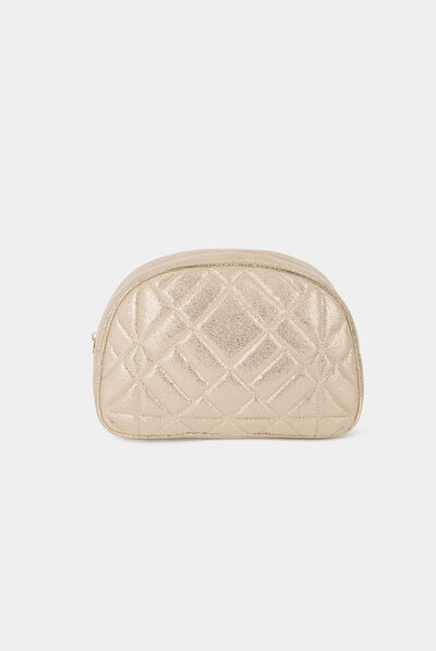 Quilted make up bag gold ladies'