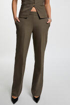 Cigarette trousers with darts khaki green women