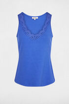 Fitted v-neck tank top blue women