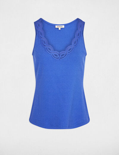 Fitted v-neck tank top blue women