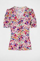 Fitted v-neck t-shirt multicolor women