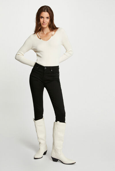 Slim jeans with sequins black ladies'