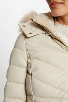 Faux leather padded jacket ivory women