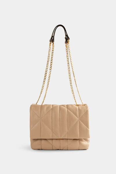 Clutch bag with quilted effect taupe ladies'