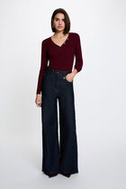 Fitted V-neck sweater bordeaux women