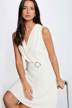 Short wrap dress cream women