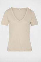 Fitted v-neck t-shirt ivory women