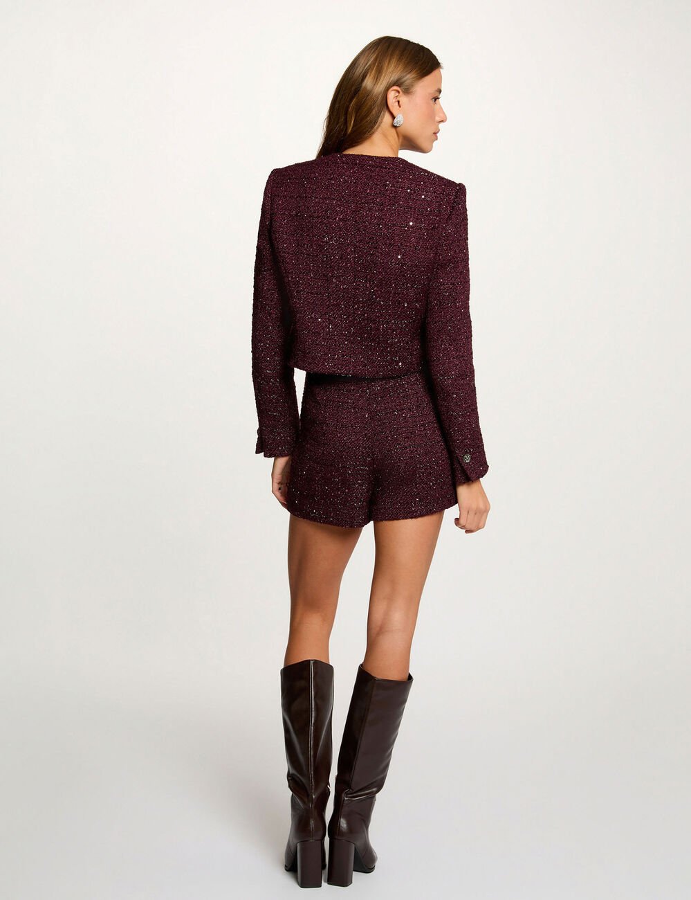 Fitted jacket with round neck plum women