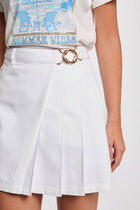 Pleated denim skirt white women