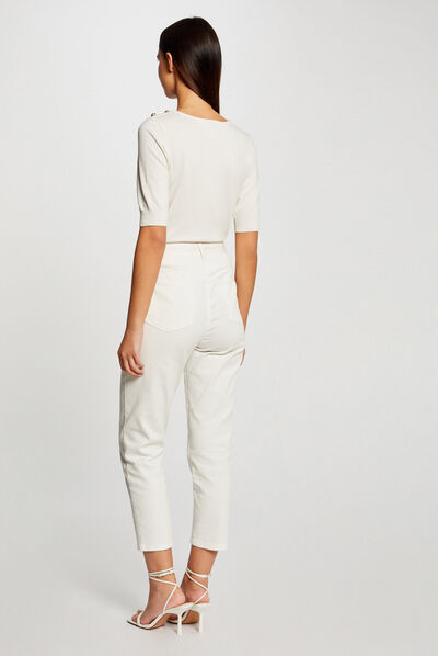 3/4-length sleeved jumper with buttons ivory ladies'