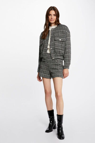 Oversize jacket metallised threads black ladies'