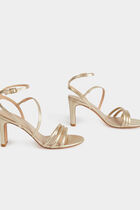 Sandales à talons jaune or femme