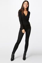 Long-sleeved jumper wrap-over neckline black women