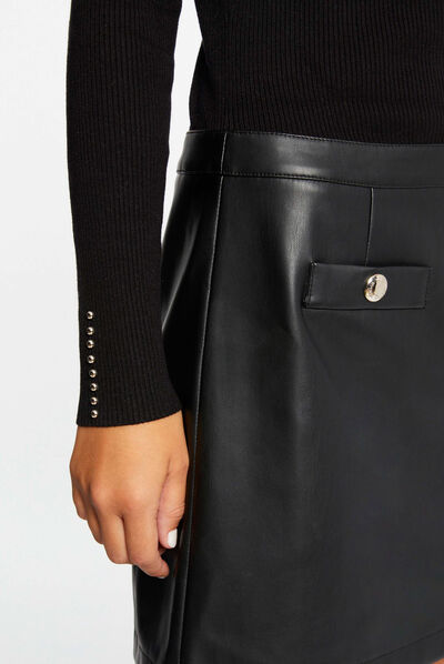 Fitted jumper dress with 2 en 1 effect black ladies'