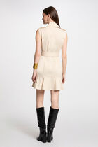 Robe courte portefeuille creme femme