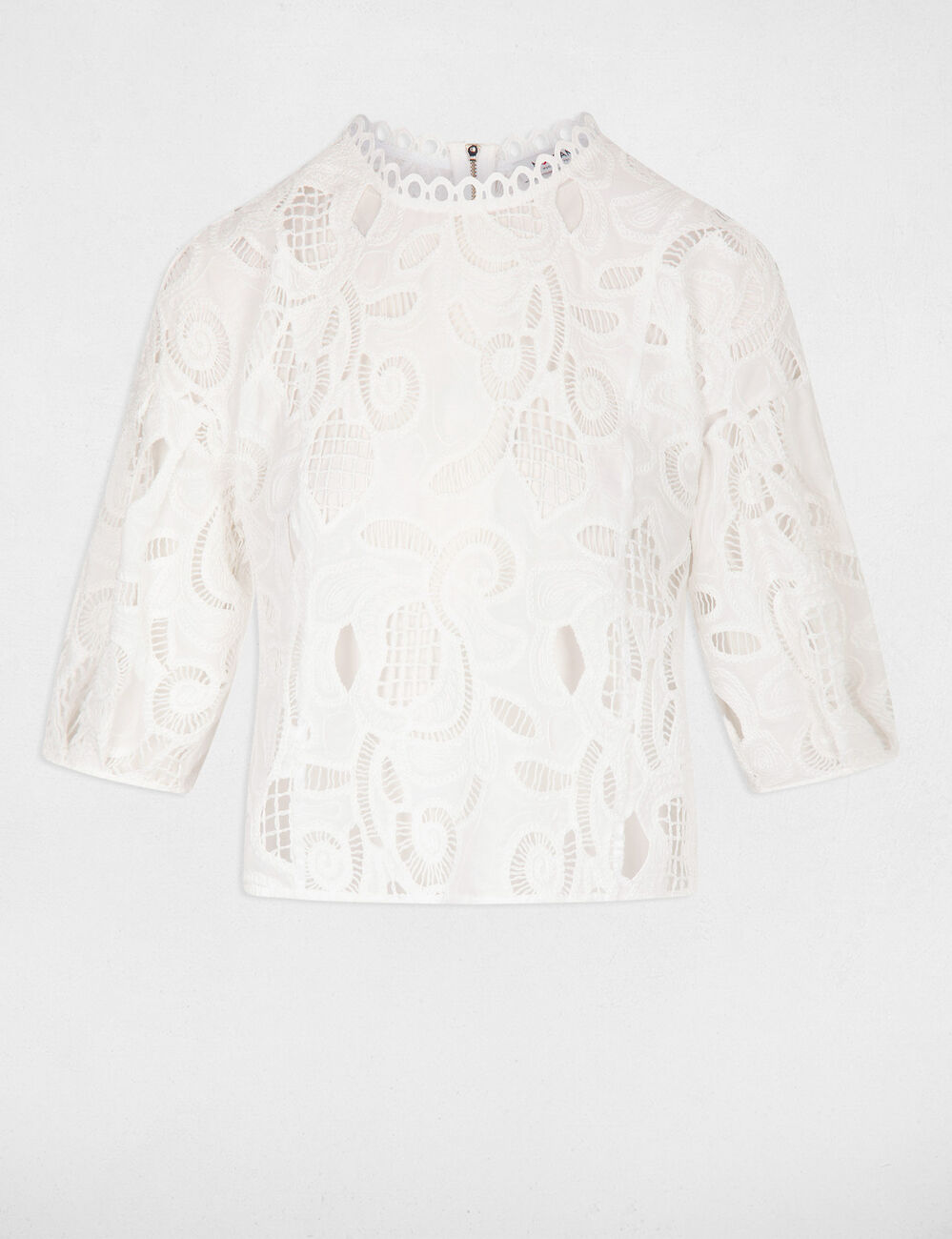 Blouse balloon short sleeves ecru women