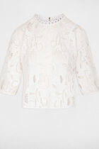 Blouse balloon short sleeves ecru women
