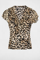 T-shirt voile col v multicolore femme