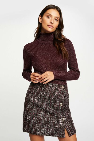 Long-sleeved jumper with turtleneck plum ladies'