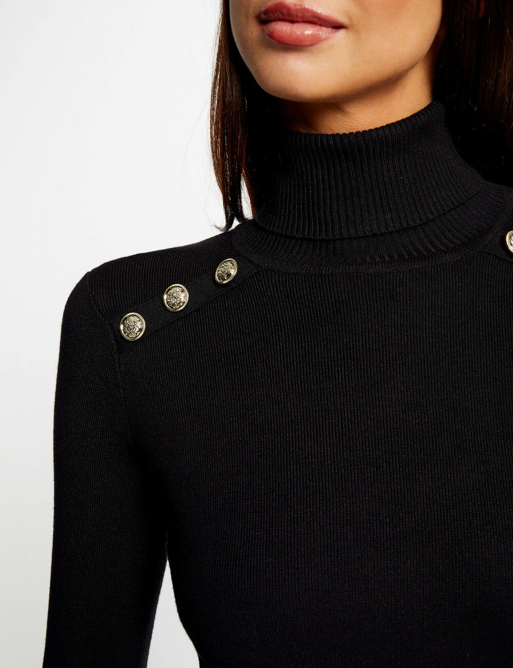 Fitted jumper dress with turtleneck black women