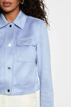 Fitted suede jacket lavender blue women