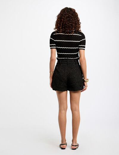 High waist laced shorts black women