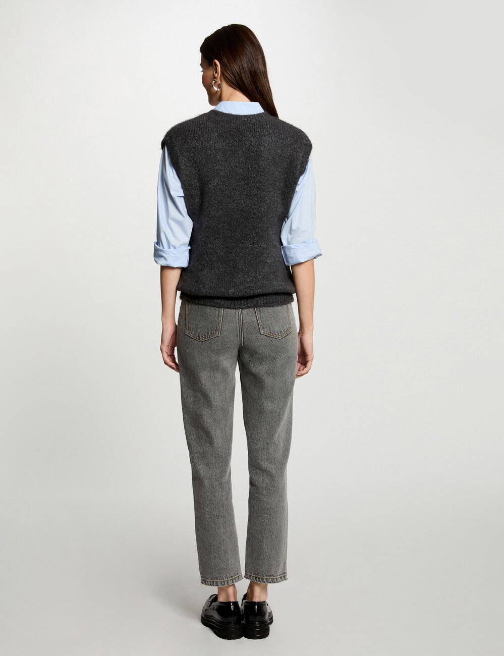 Sleeveless jumper dark grey women