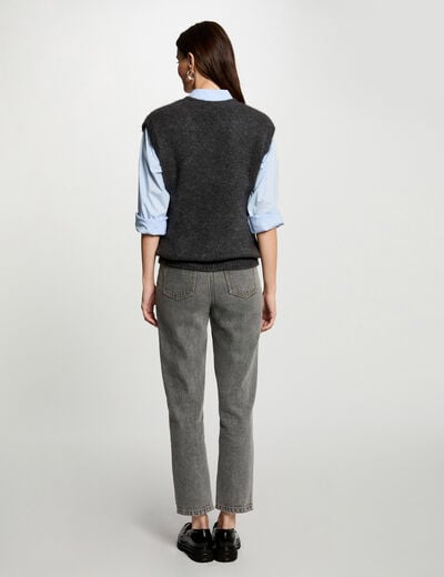 Sleeveless jumper dark grey women