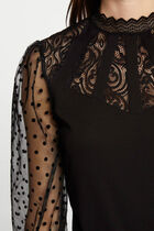 Long-sleeved t-shirt with lace black women