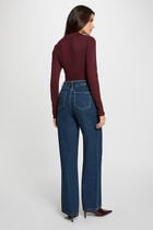 Pull ajusté col polo prune femme