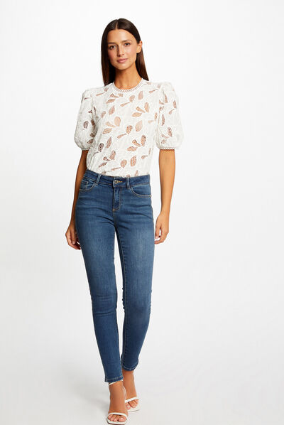 Slim jeans with metallised edgings stone denim ladies'