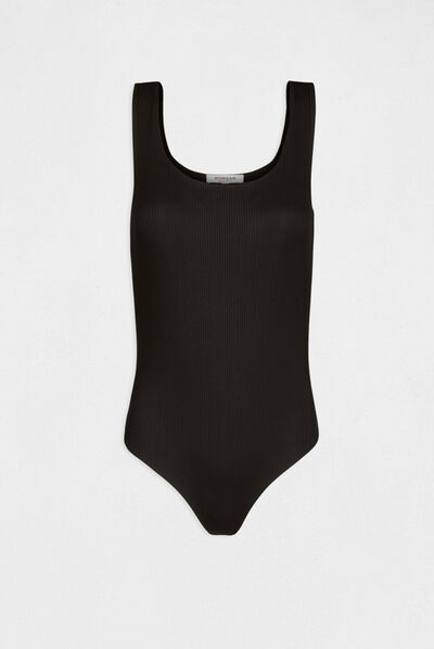 Pleated body with wide straps black ladies'