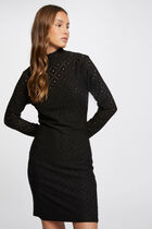 Fitted mini embroidered dress black women