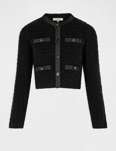 Buttoned cardigan with round neck black ladies'