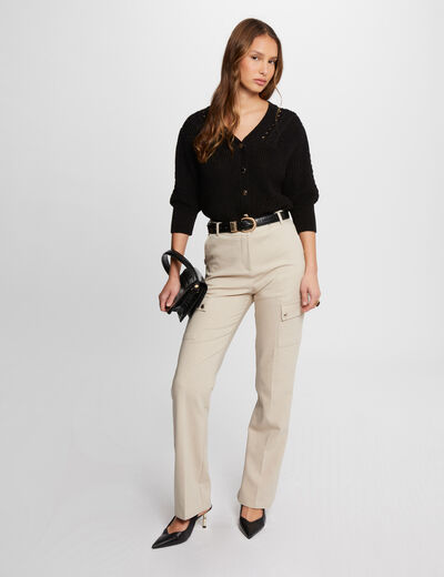 Cargo fitted trousers beige ladies'