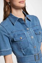 Mini skater denim dress stone wash denim women