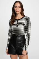 Striped long-sleeved t-shirt white women