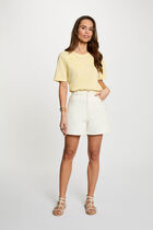 Straight t-shirt with round neck pastel yellow women