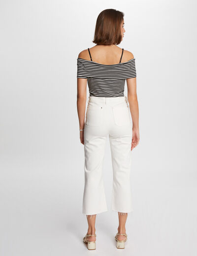 Striped short-sleeved t-shirt ivory women