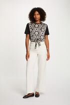T-shirt cropped imprimé blanc femme
