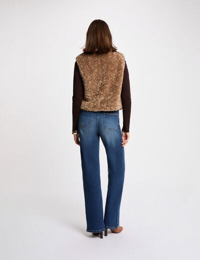 Sleeveless cardigan with shawl collar brown women