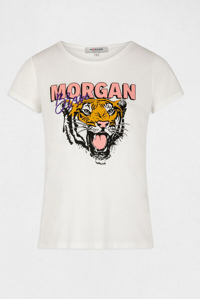 Short-sleeved t-shirt ecru ladies'