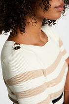 Striped jumper short-sleeves ivory women