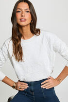 Round neck sweater white women
